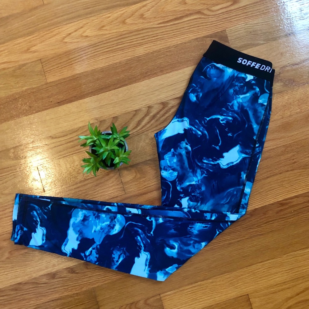 Blue/Teal marble swirl spandex legging